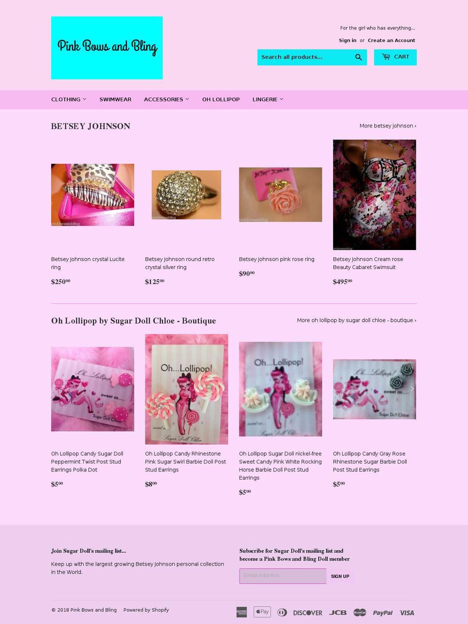 pinkbowsnbling.com — Shopify storefront screenshot