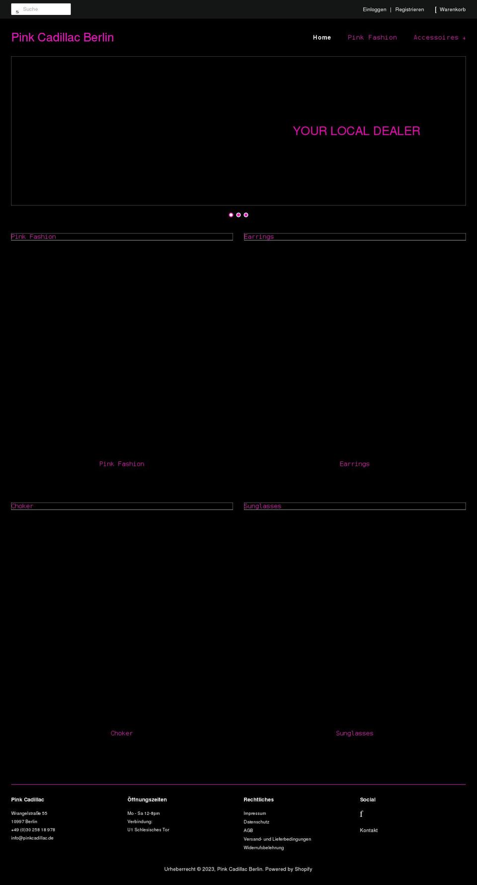 pinkcadillac.de shopify website screenshot