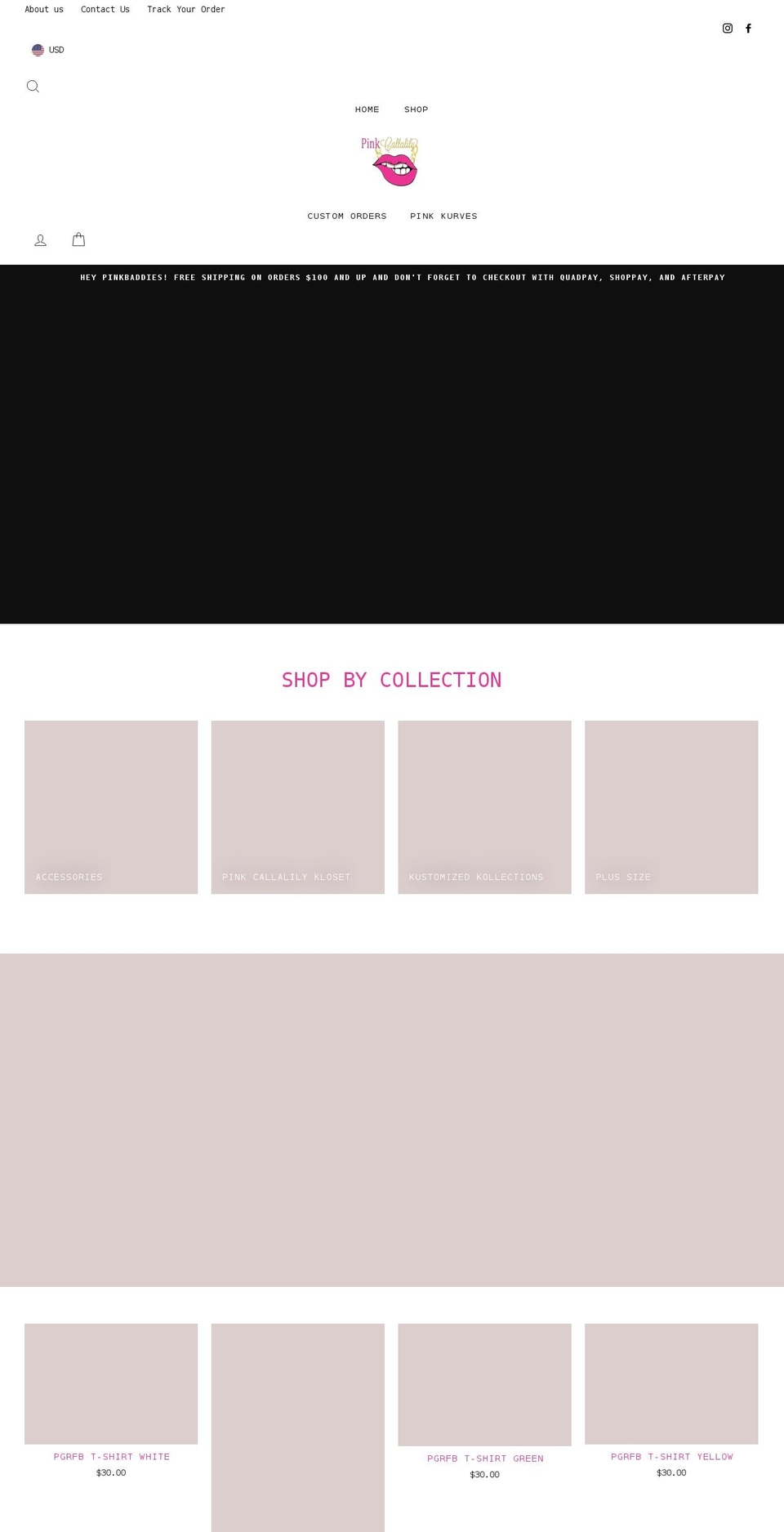 pinkcallalily.com shopify website screenshot