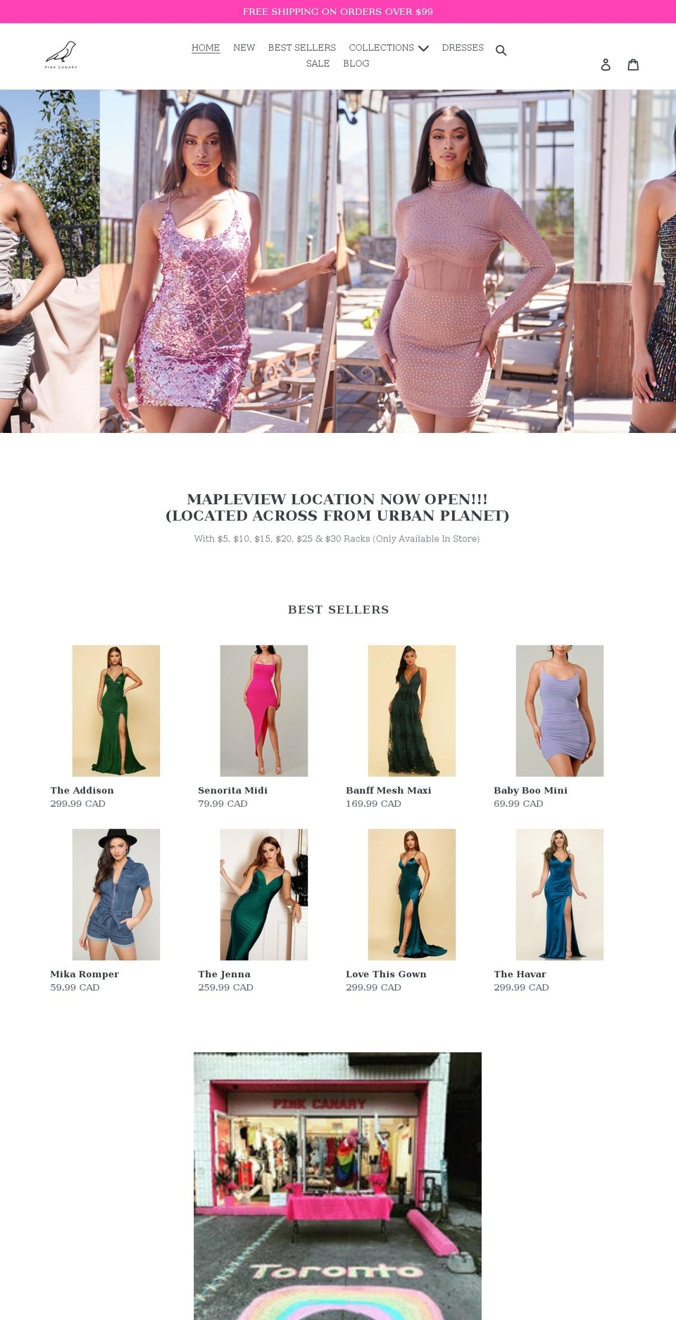 pinkcanary.com shopify website screenshot