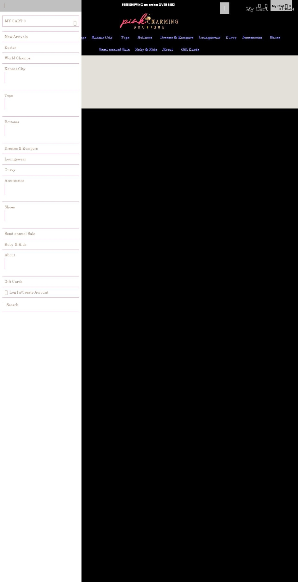 pinkcharmingkc.com shopify website screenshot