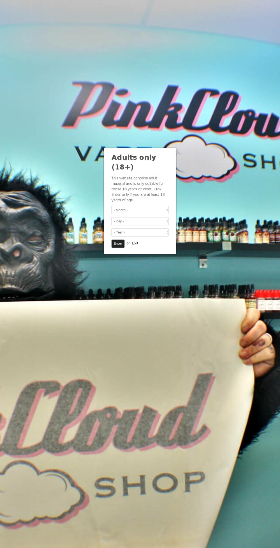 pinkcloudvapeshop.com shopify website screenshot