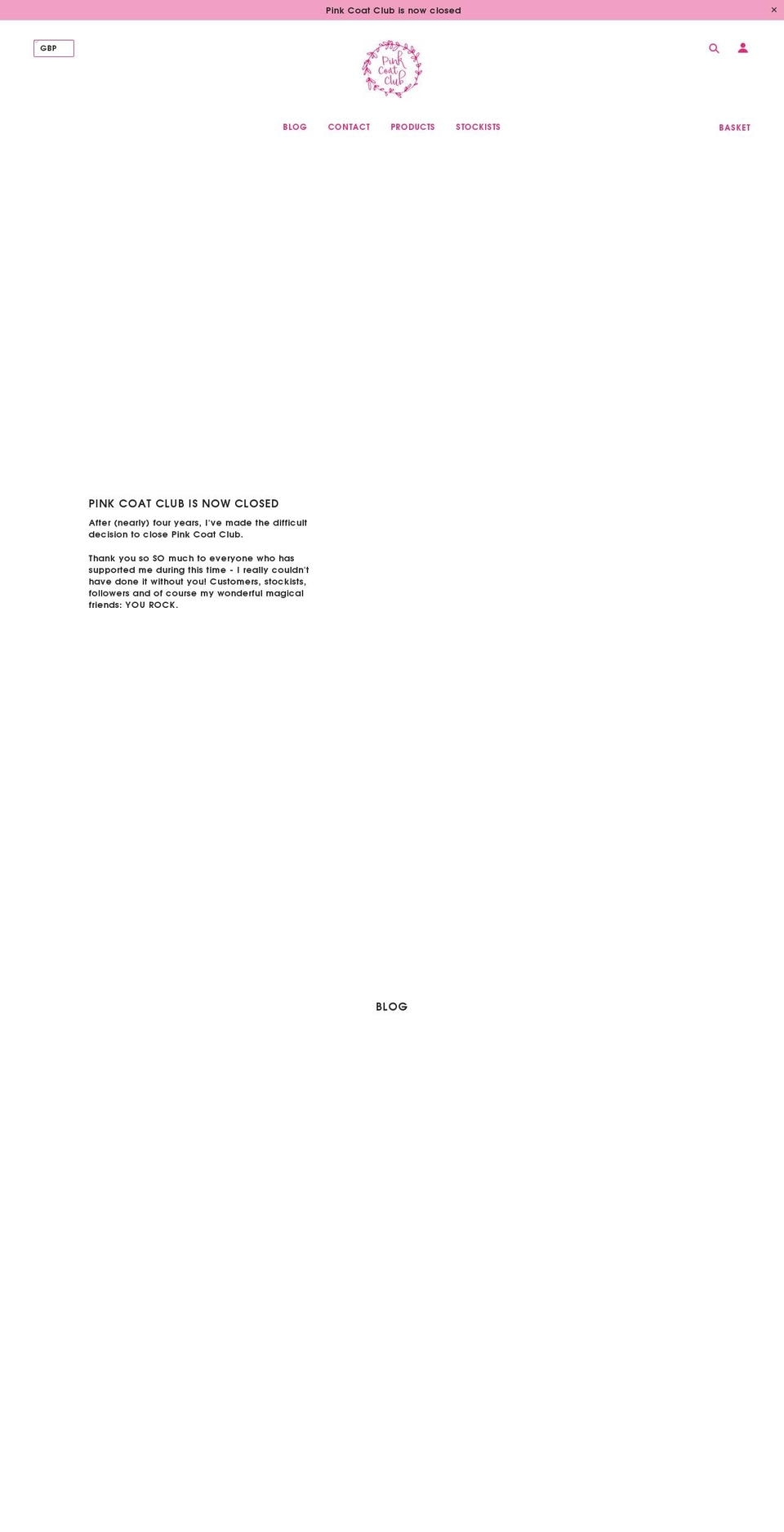 pinkcoatclub.com shopify website screenshot