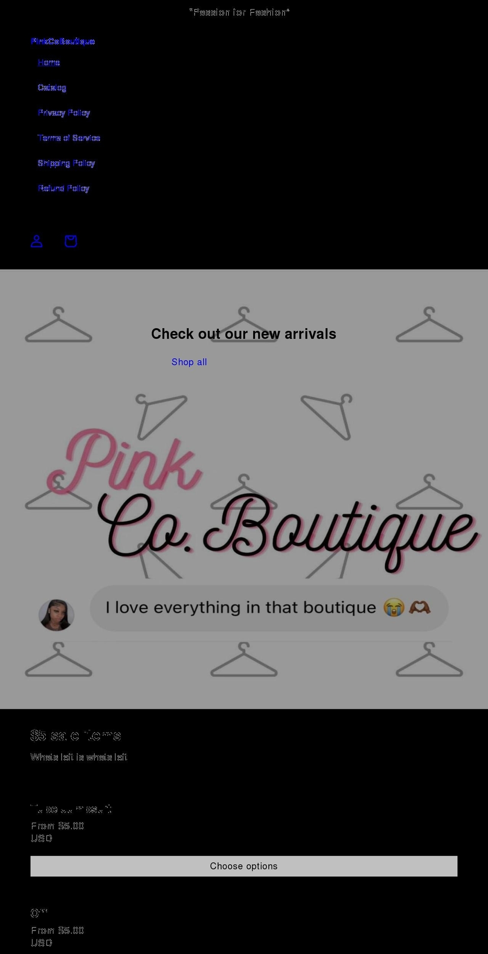 pinkcoboutique.com shopify website screenshot