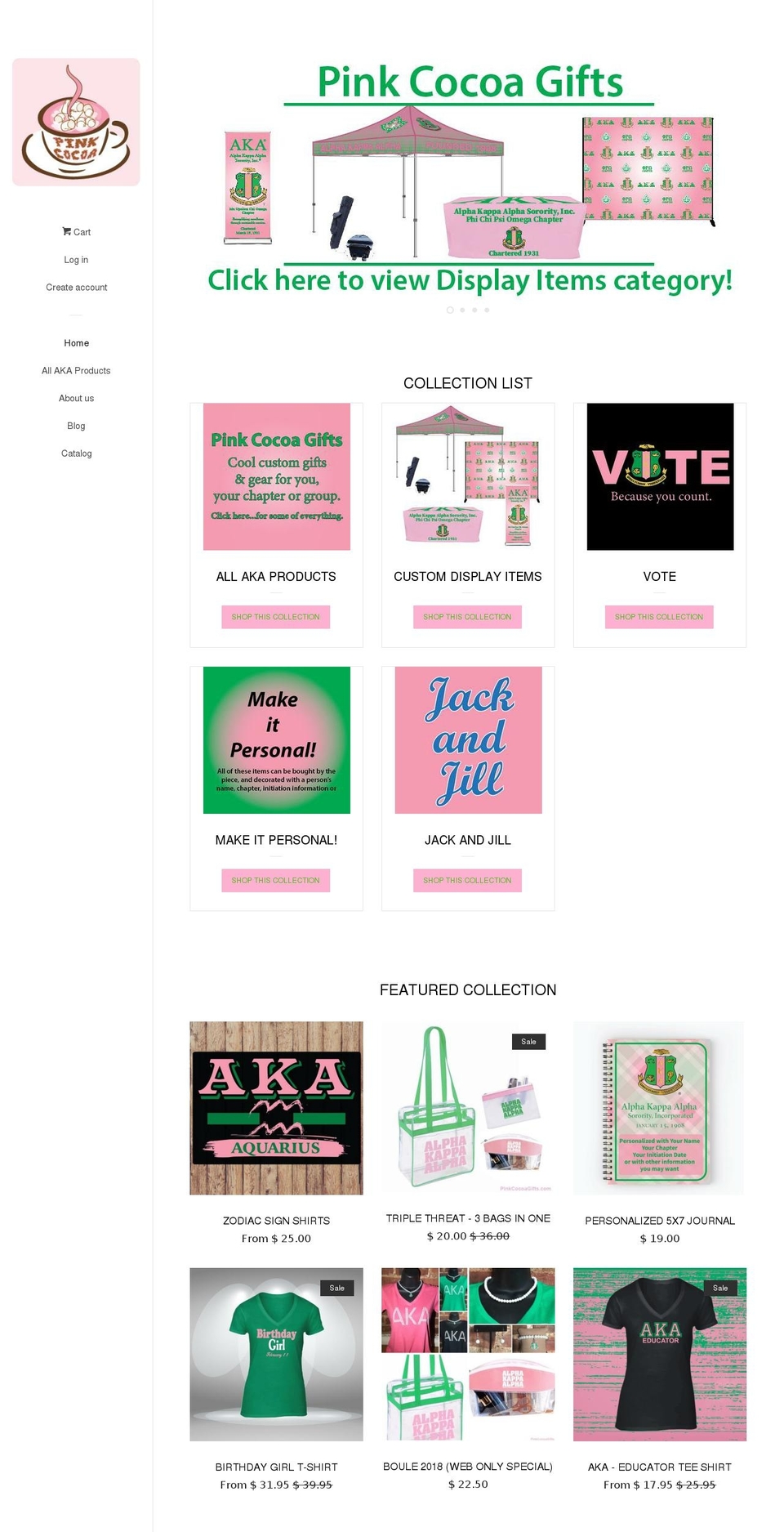 pinkcocoagifts.com — Shopify storefront screenshot