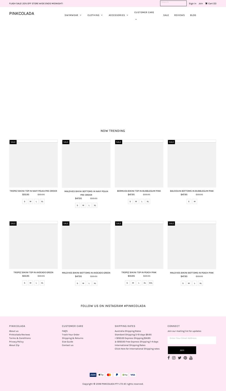 pinkcolada.com — Shopify storefront screenshot