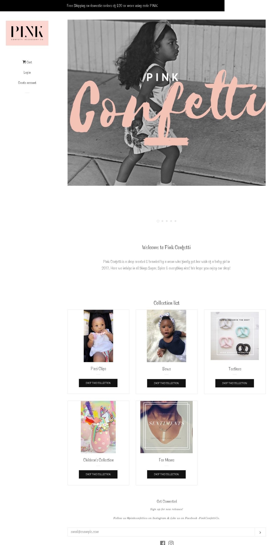 pinkconfettishop.com — Shopify storefront screenshot