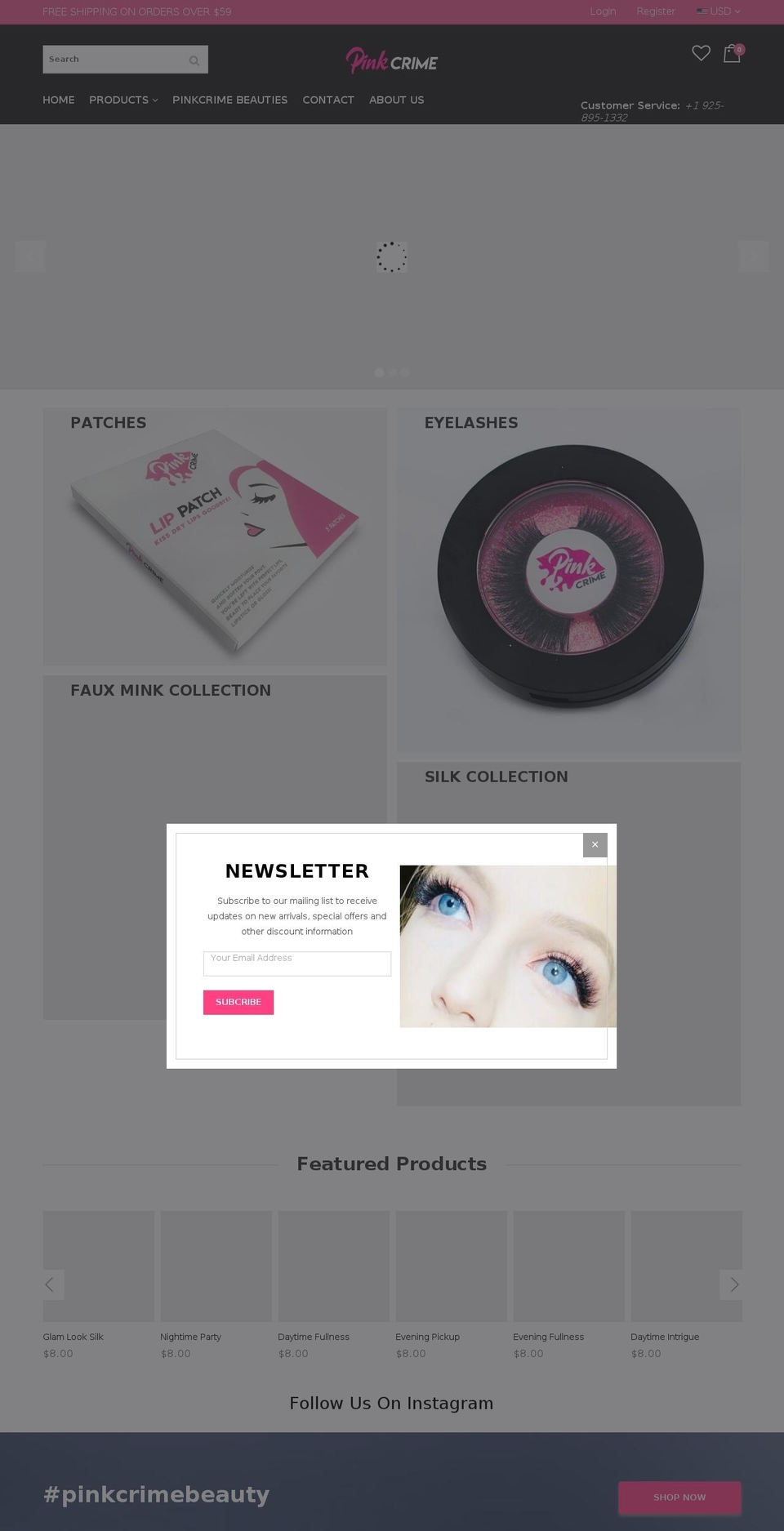 pinkcrime.com — Shopify storefront screenshot