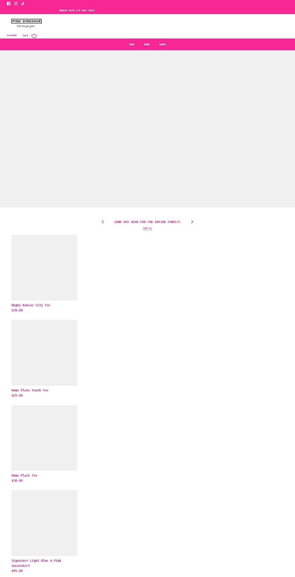 pinkdinosaurboutique.com shopify website screenshot