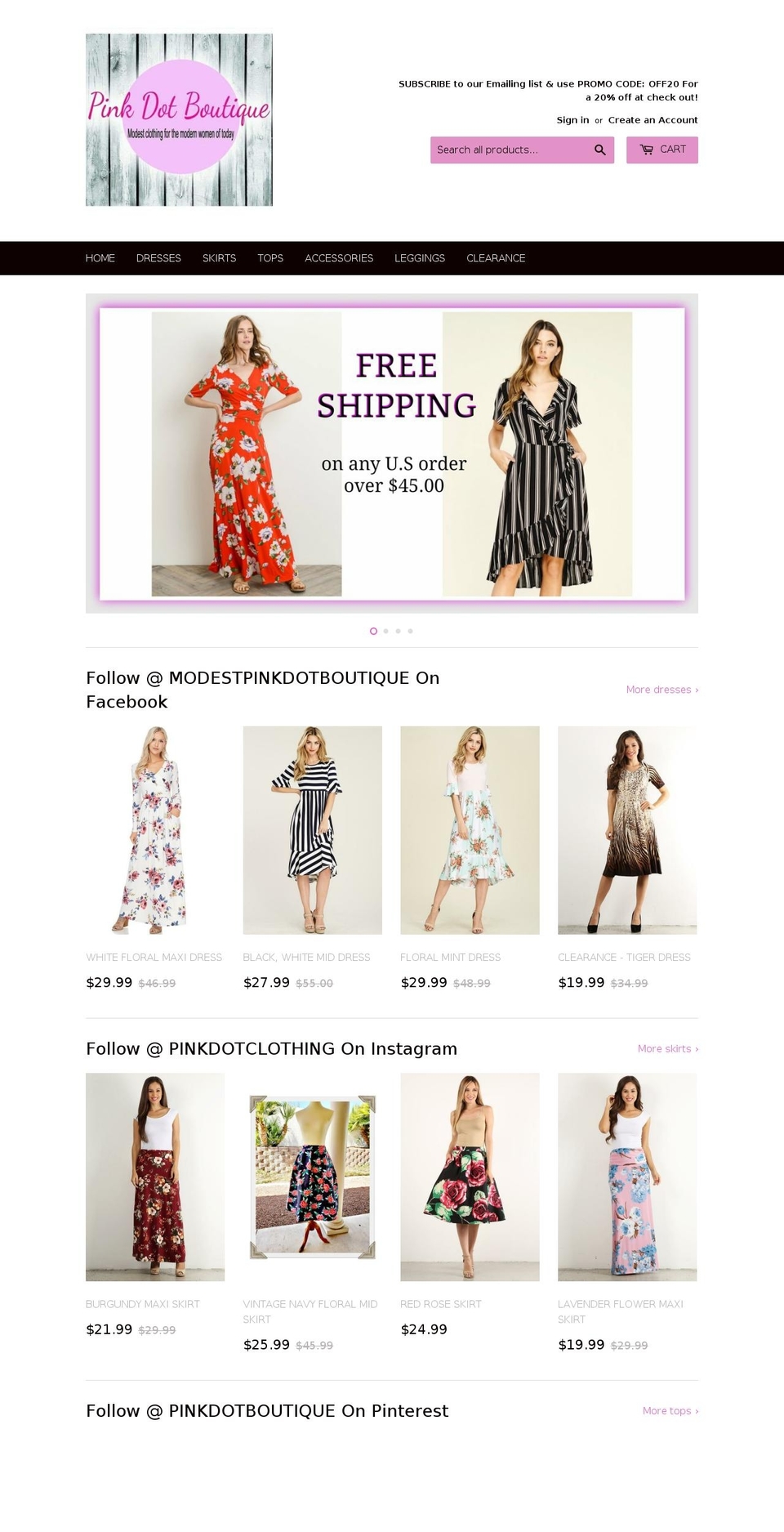 pinkdotboutique.com — Shopify storefront screenshot