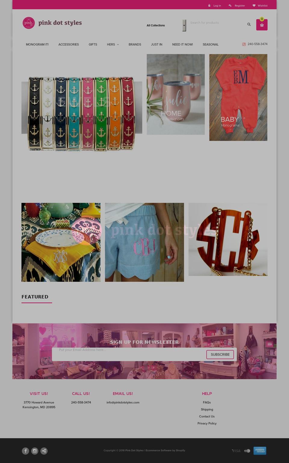 pinkdotstyles.com shopify website screenshot