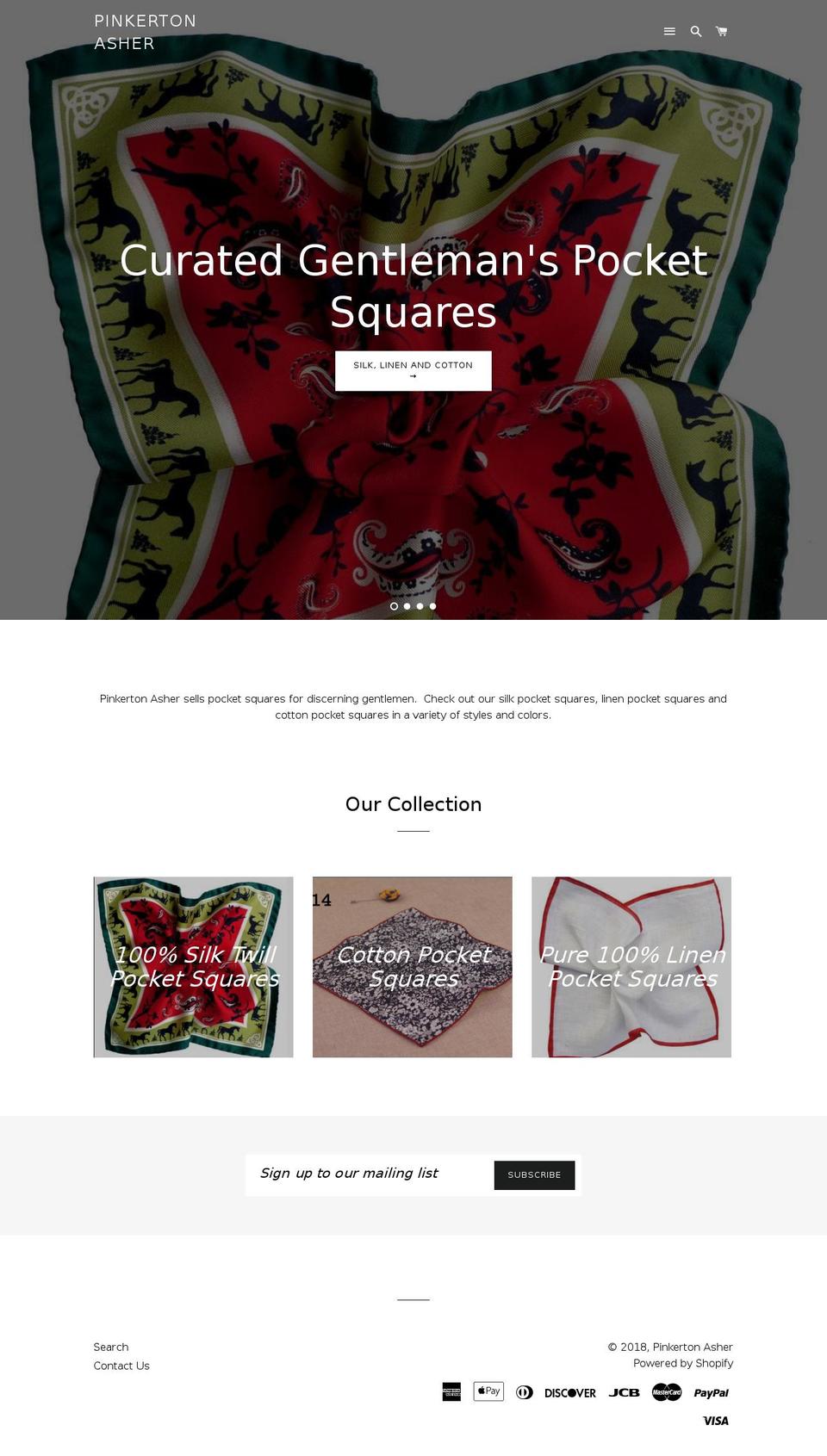 pinkertonasher.com — Shopify storefront screenshot