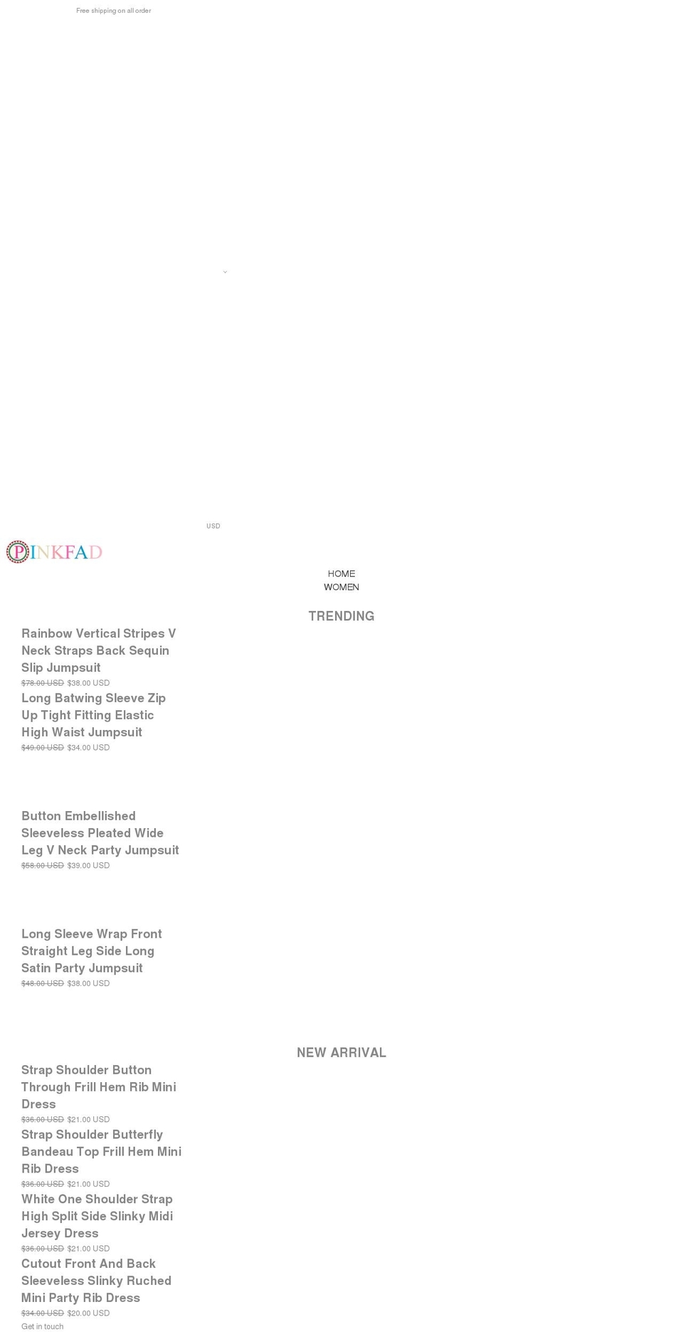 pinkfad.com shopify website screenshot