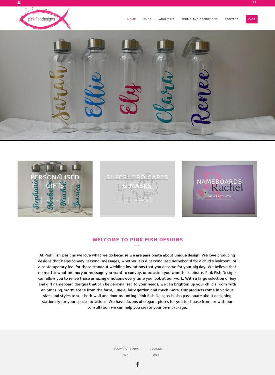 pinkfishdesigns.com.au shopify website screenshot