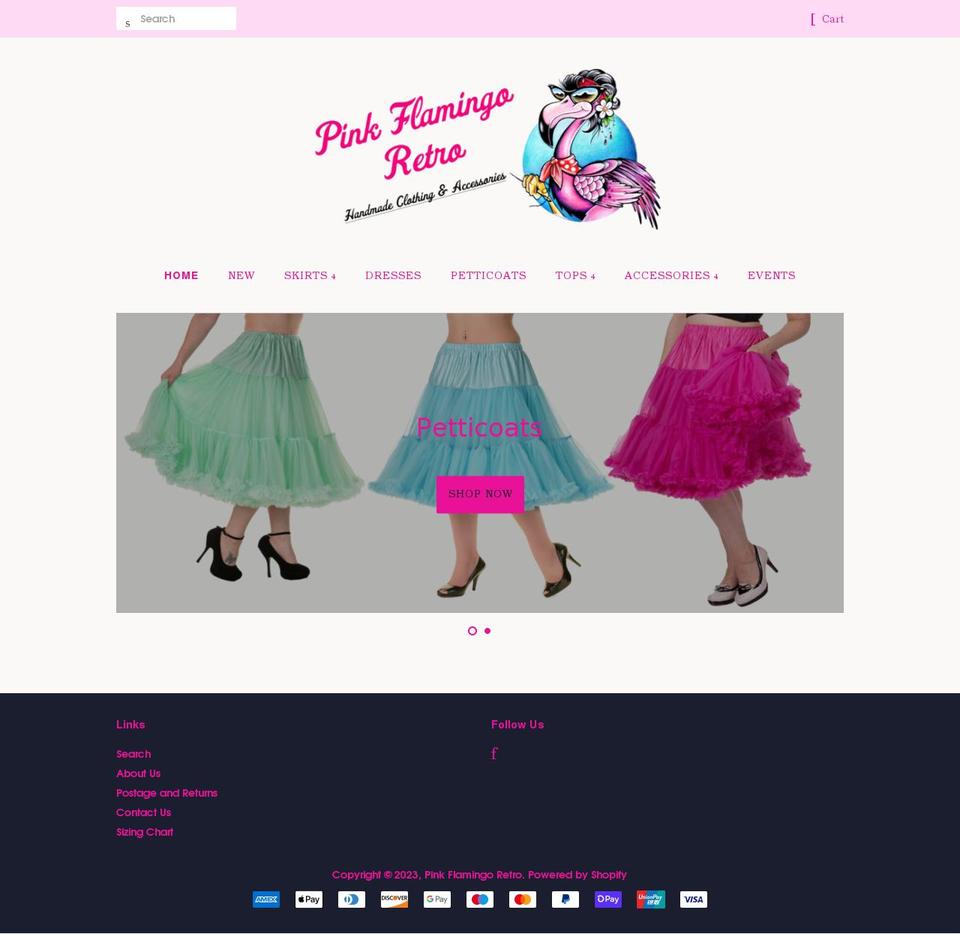 pinkflamingoretro.co.uk shopify website screenshot