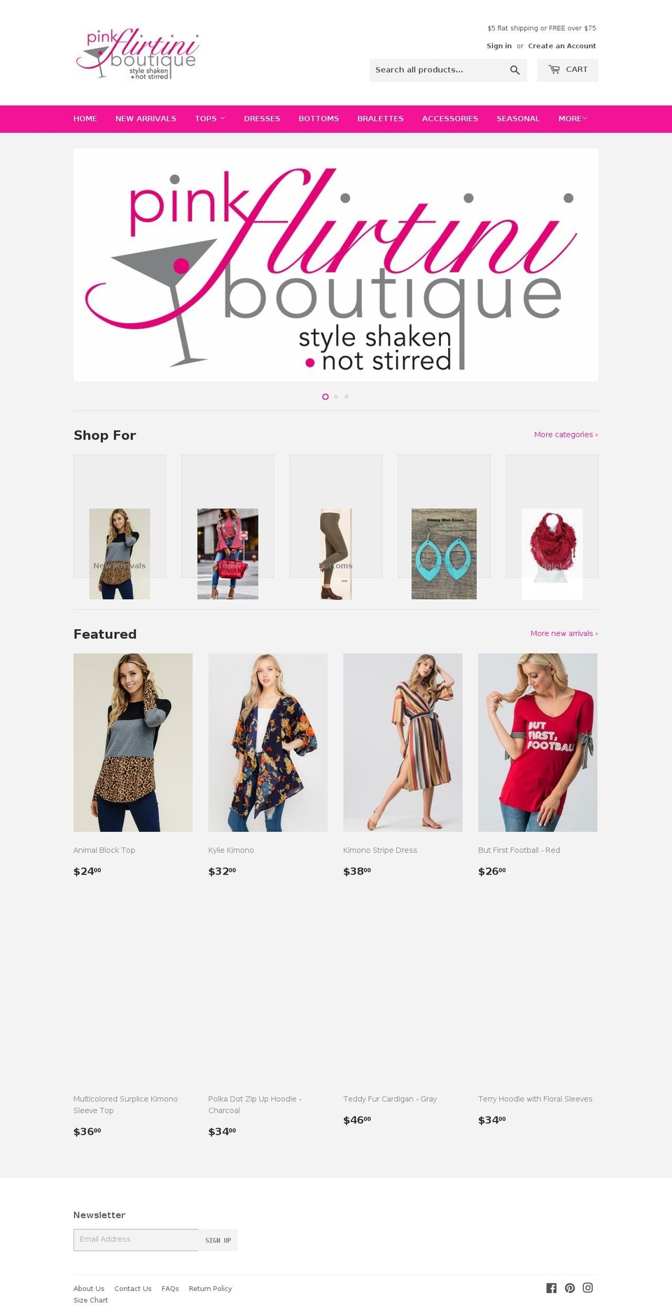 pinkflirtiniboutique.com — Shopify storefront screenshot