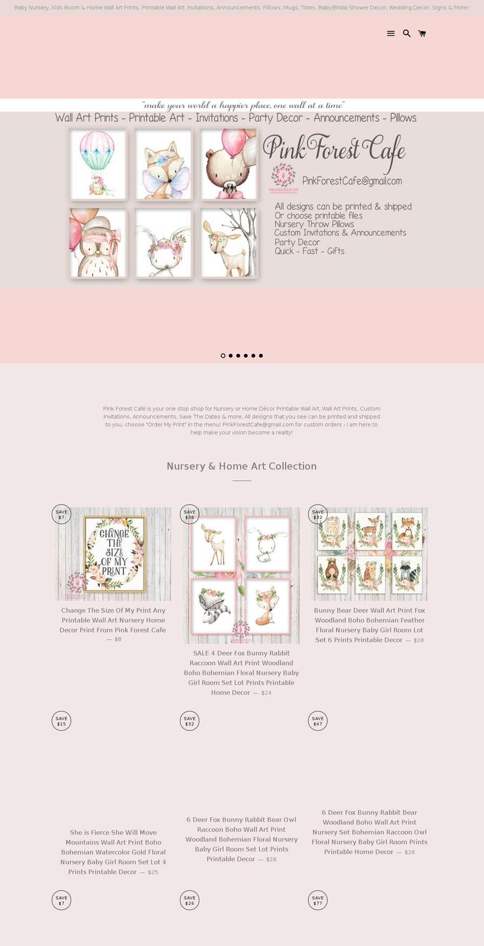 pinkforestcafe.com shopify website screenshot