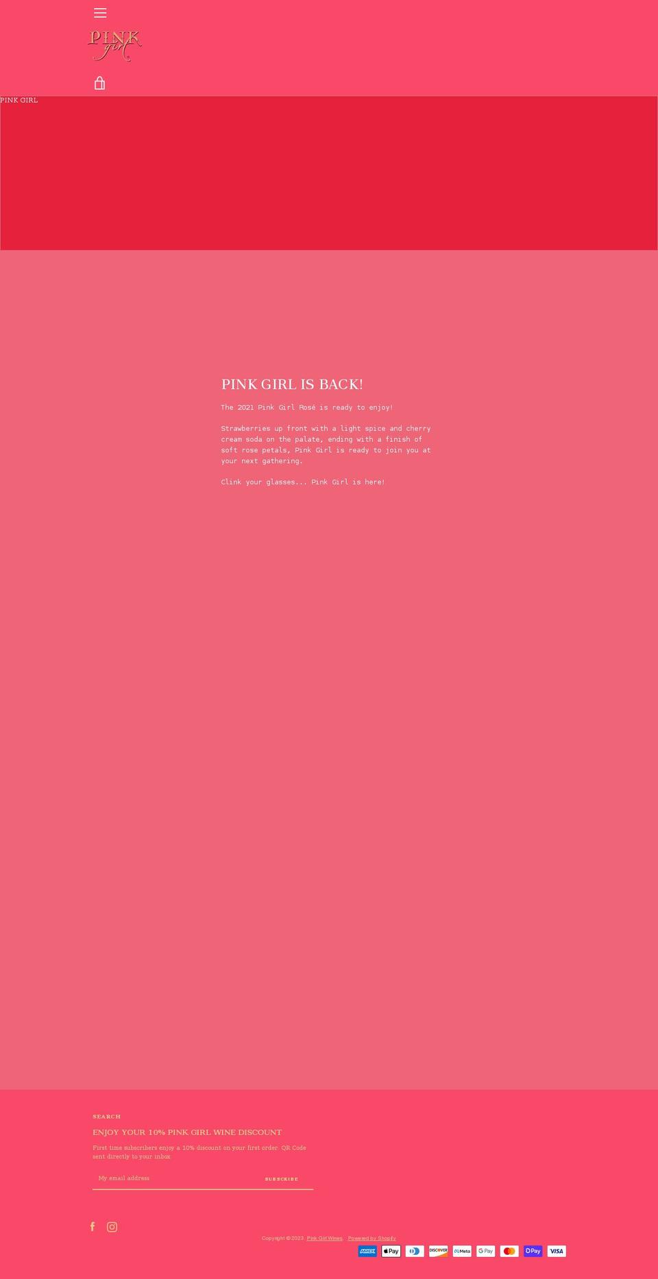 pinkgirlwines.com shopify website screenshot