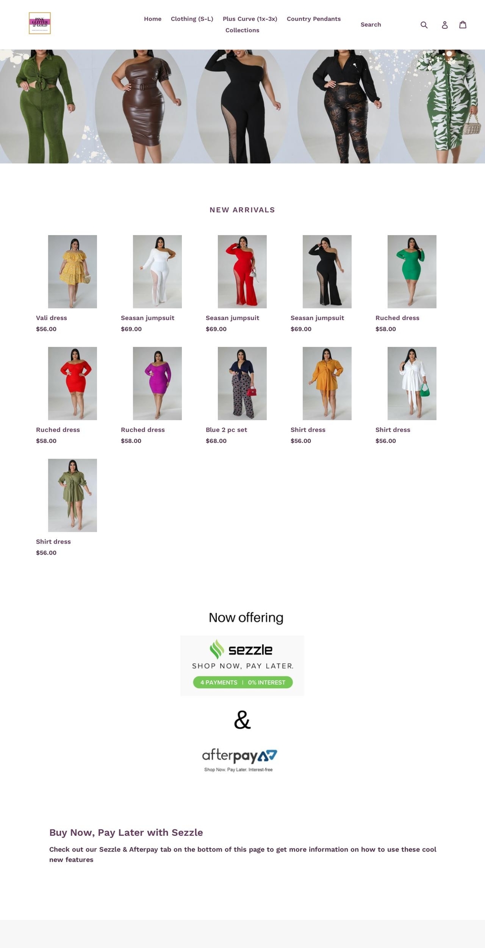 pinkglitterandgold.com shopify website screenshot