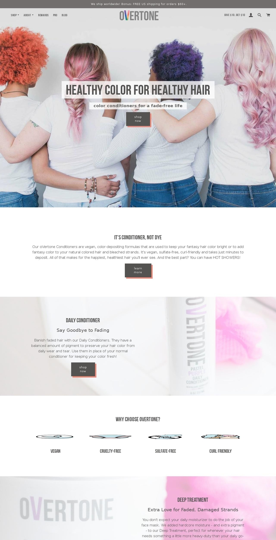2018 oVertone Theme [Add New Cart Layout] Shopify theme site example pinkhairdont.care