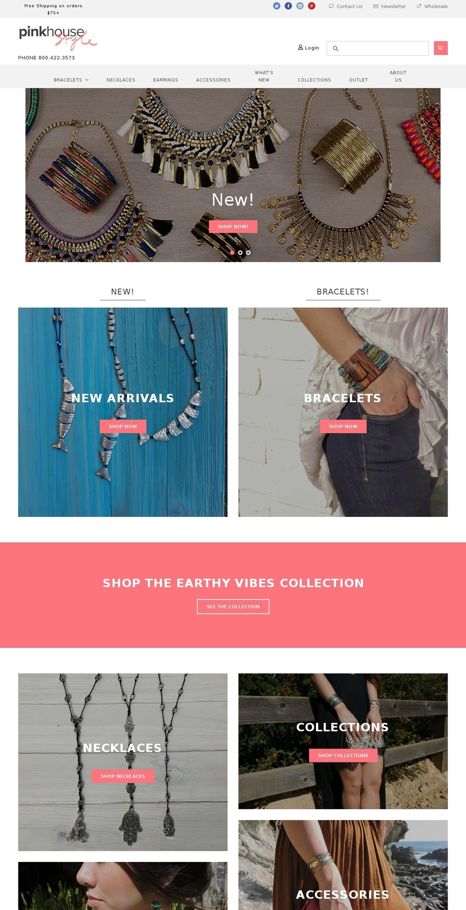 pinkhousejewelry.com shopify website screenshot