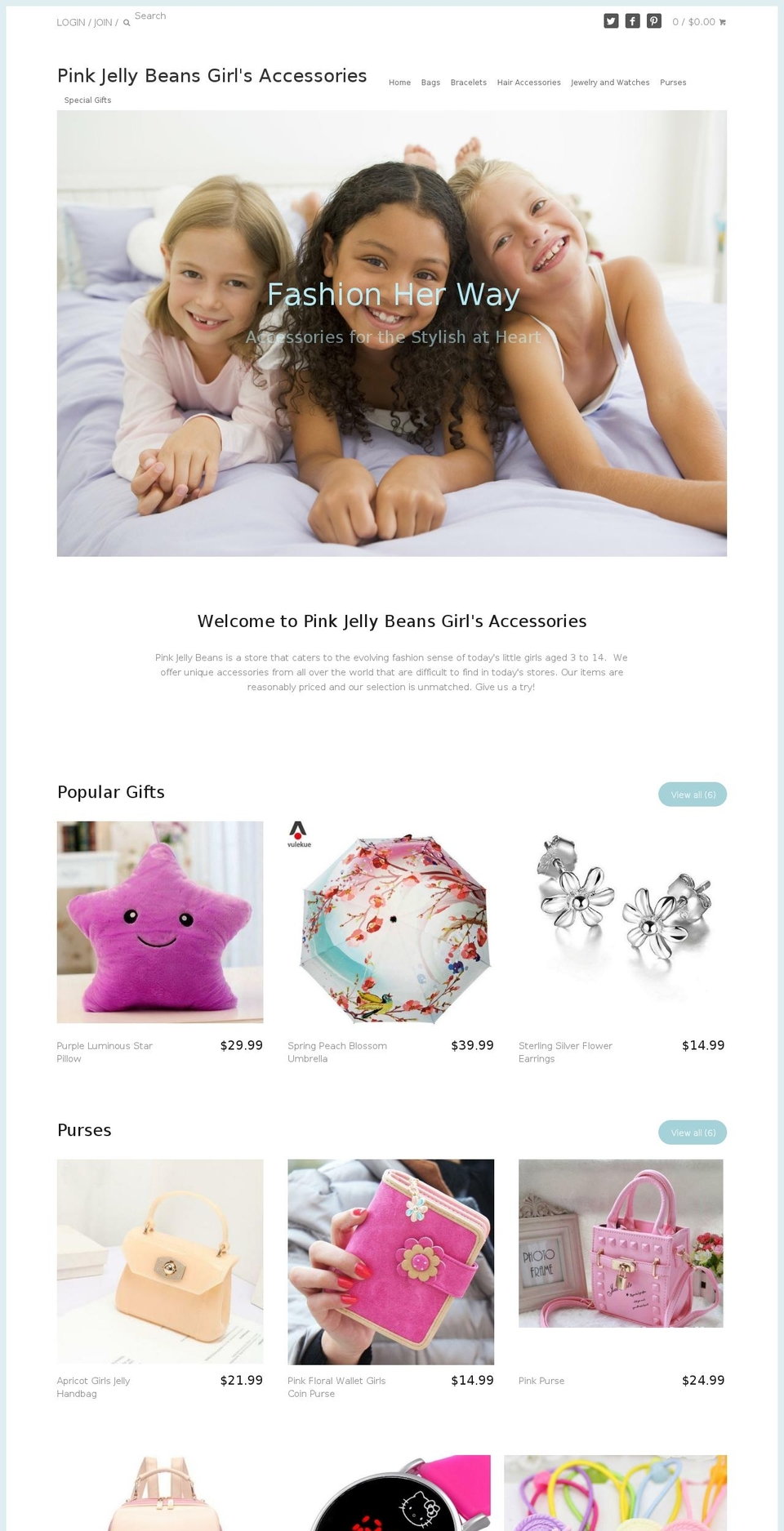 pinkjellybeans.com shopify website screenshot