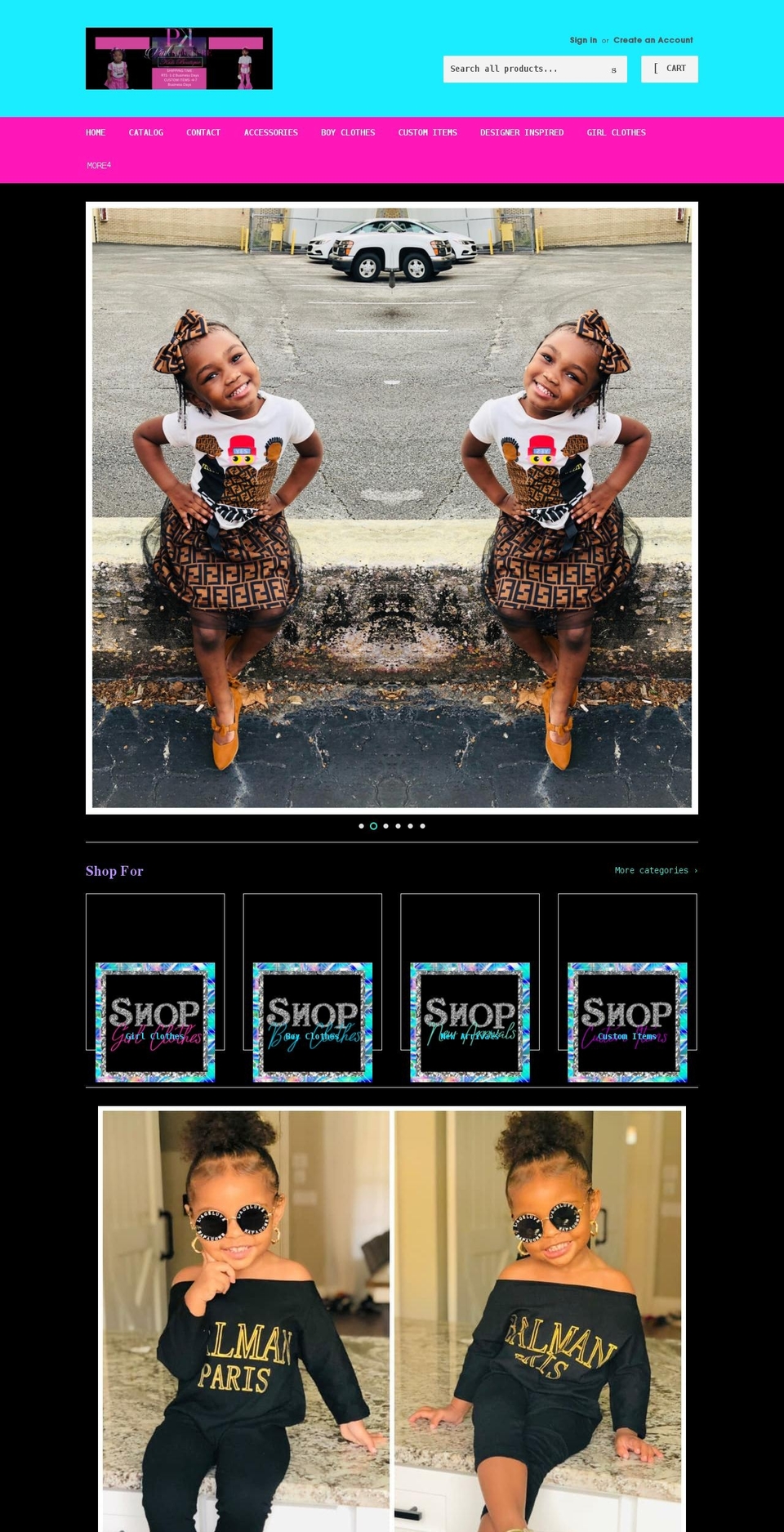 pinkkouturekidsboutique.com shopify website screenshot