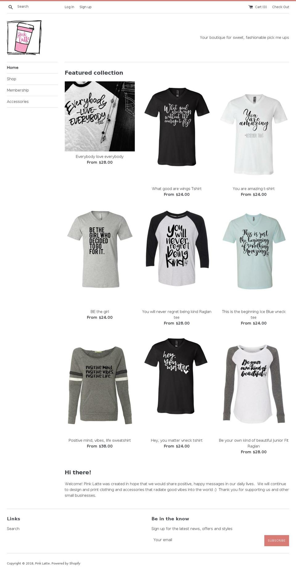 pinklatteboutique.com — Shopify storefront screenshot