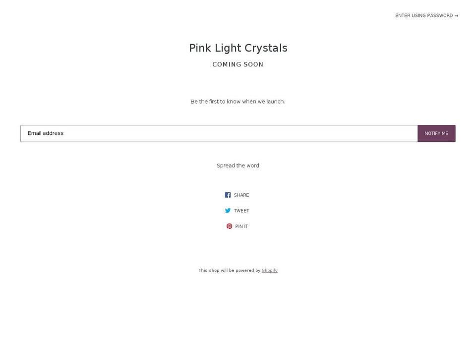 pinklightcrystals.com — Shopify storefront screenshot