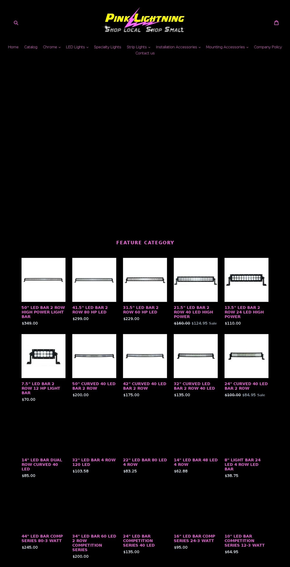 pinklightning.com shopify website screenshot