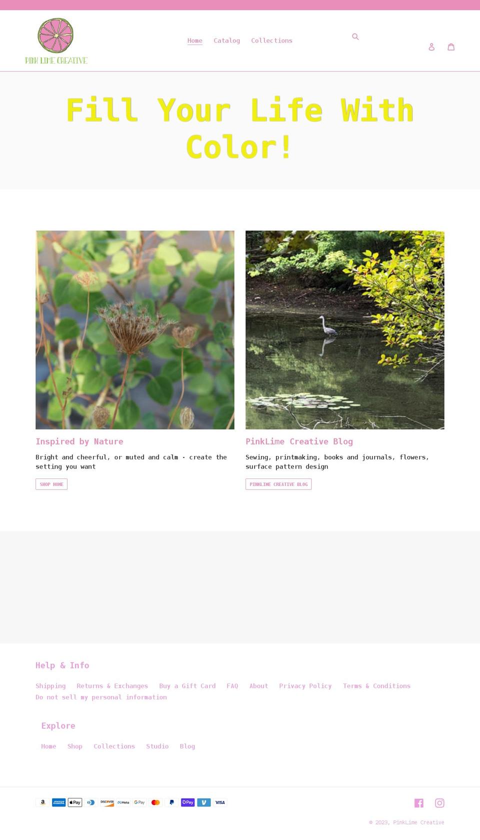 pinklimecreative.com shopify website screenshot