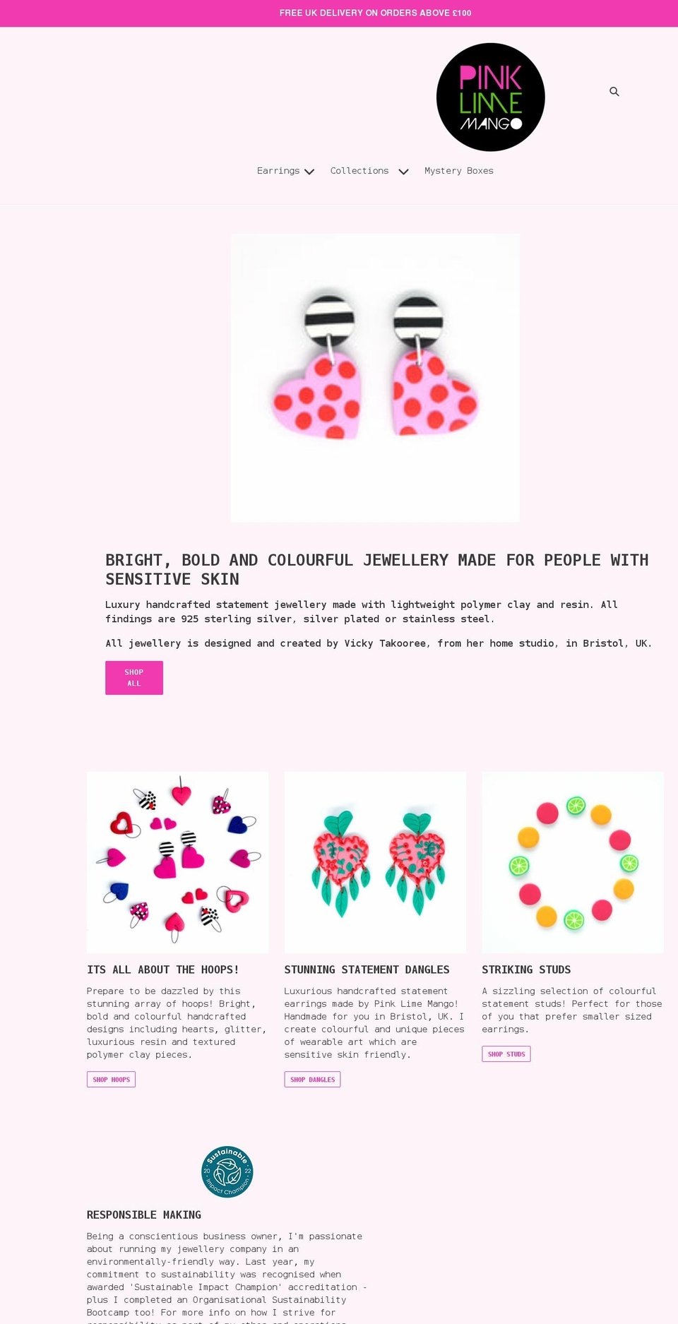 pinklimemango.com shopify website screenshot