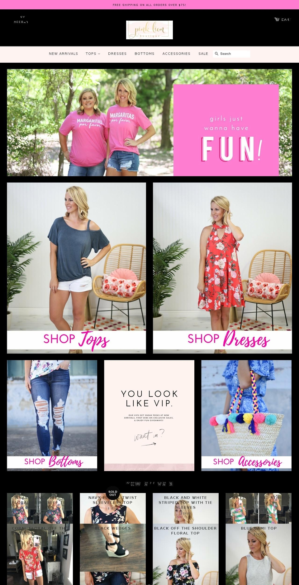 pinklionboutique.com shopify website screenshot