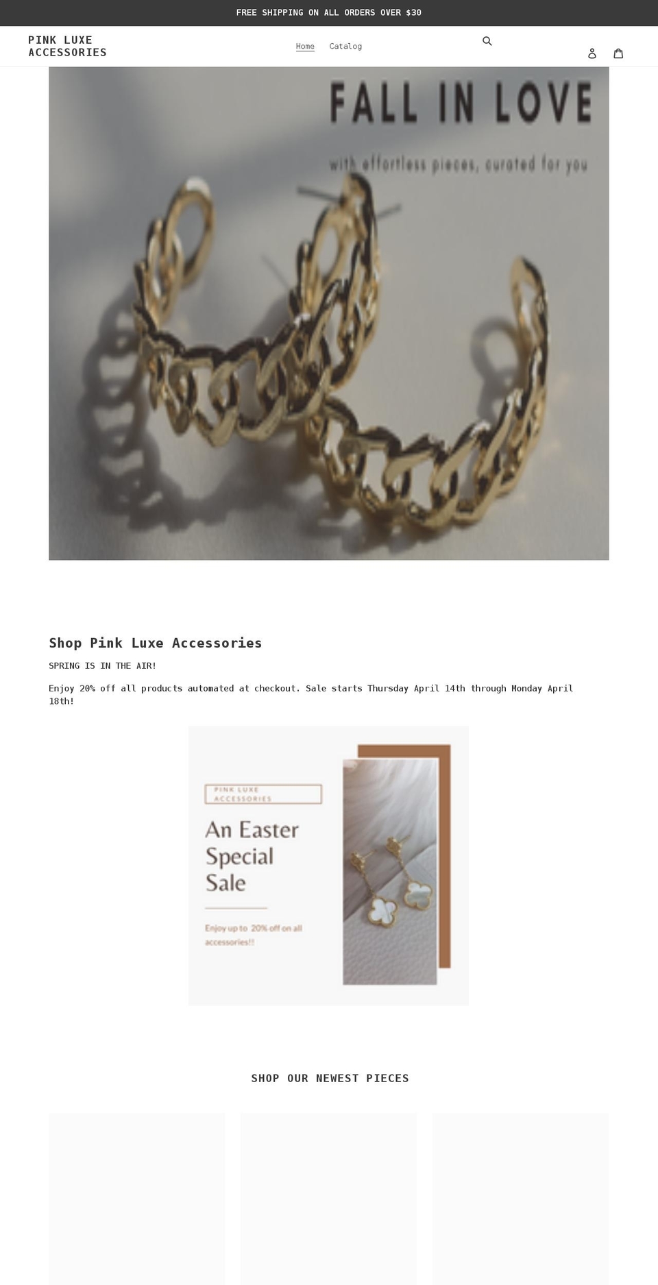 pinkluxeaccessories.com shopify website screenshot