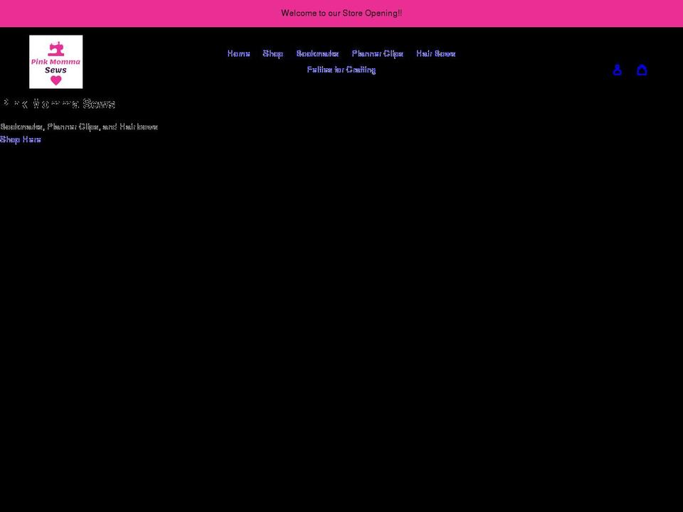 pinkmommasews.com shopify website screenshot