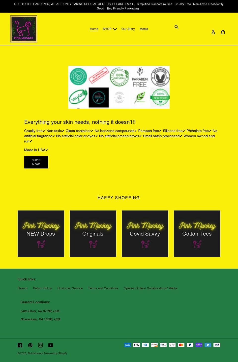 pinkmonkeyusa.com shopify website screenshot