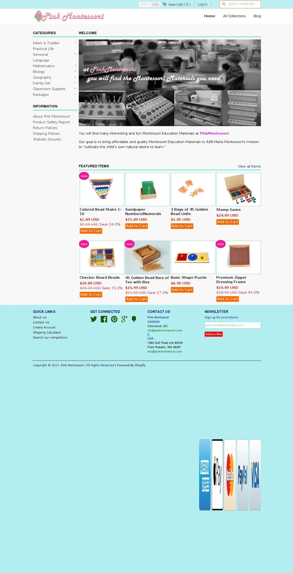 pinkmontessori.com shopify website screenshot