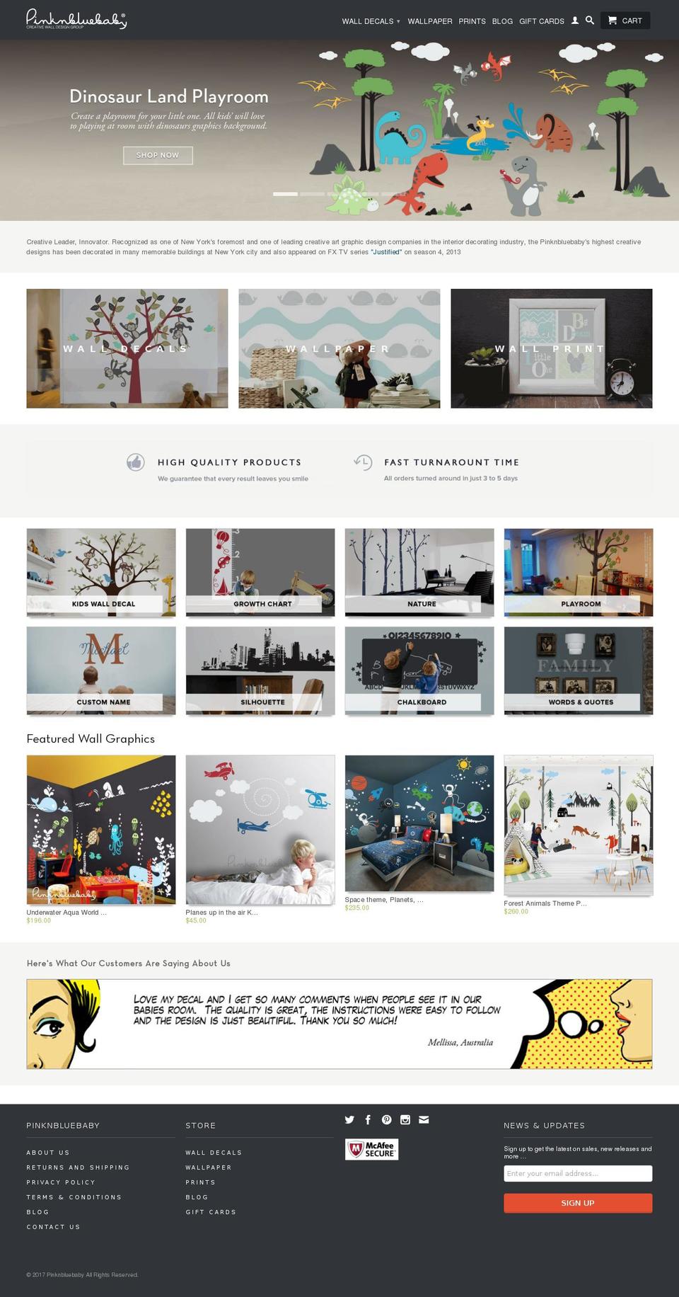 pinknbluebaby.com shopify website screenshot