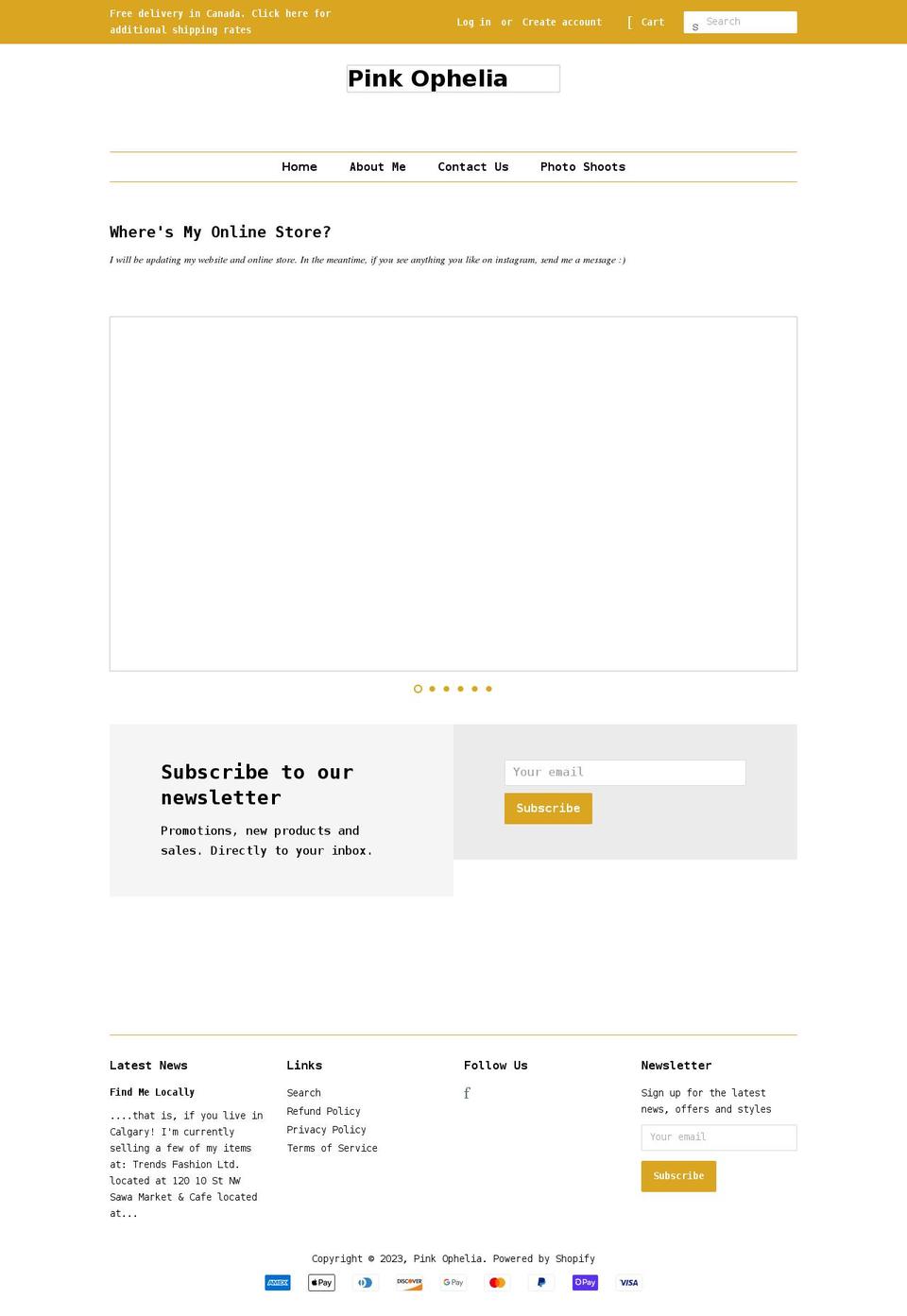 pinkophelia.com shopify website screenshot