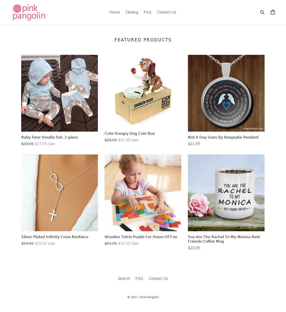 pinkpangolin.com shopify website screenshot