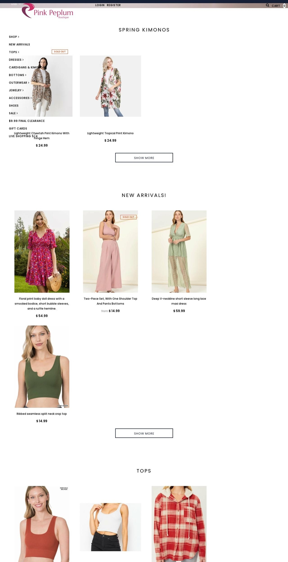 pinkpeplum.com shopify website screenshot