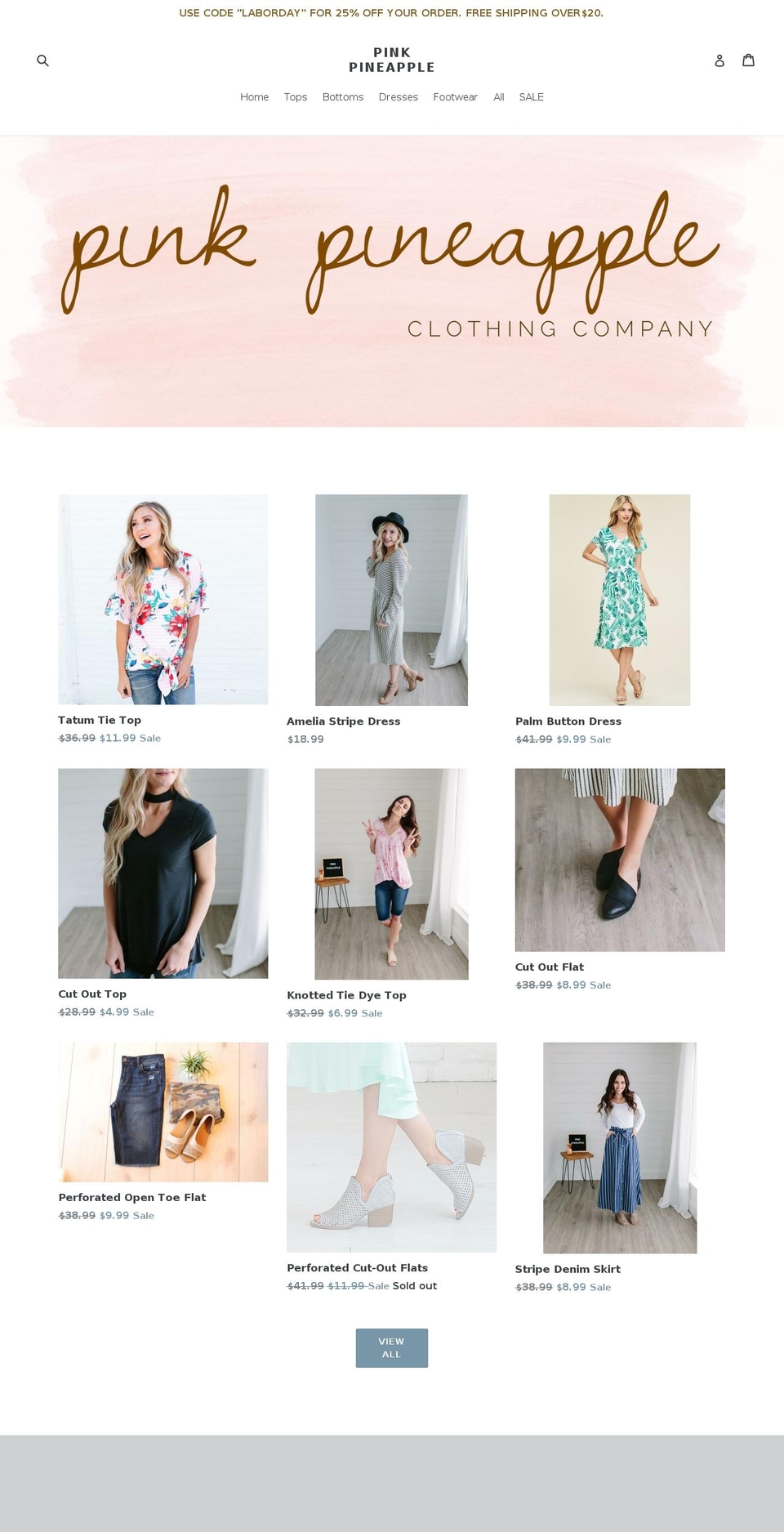 pinkpineappleclothing.com — Shopify storefront screenshot