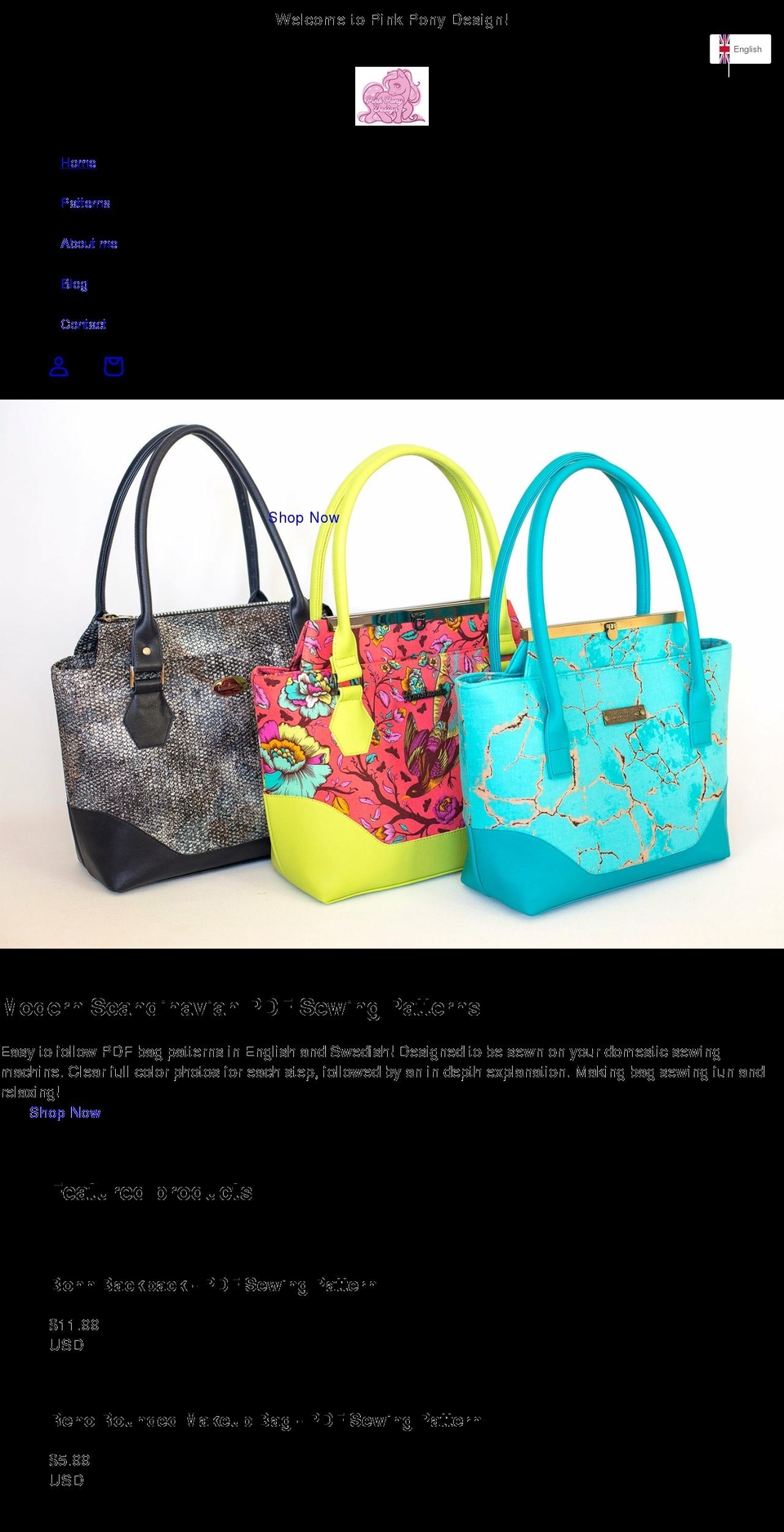 pinkponydesign.com shopify website screenshot