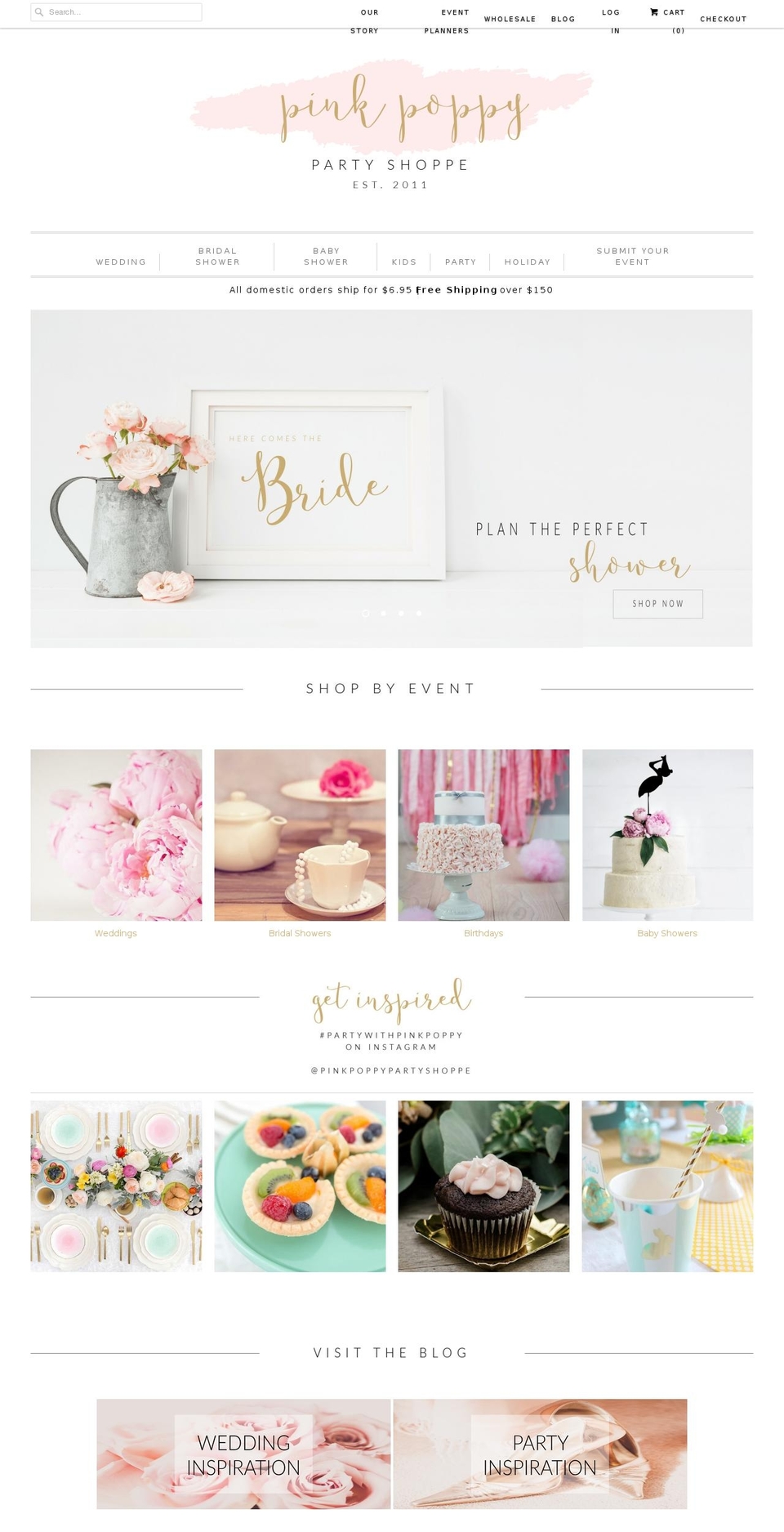 pinkpoppypartyshoppe.com shopify website screenshot