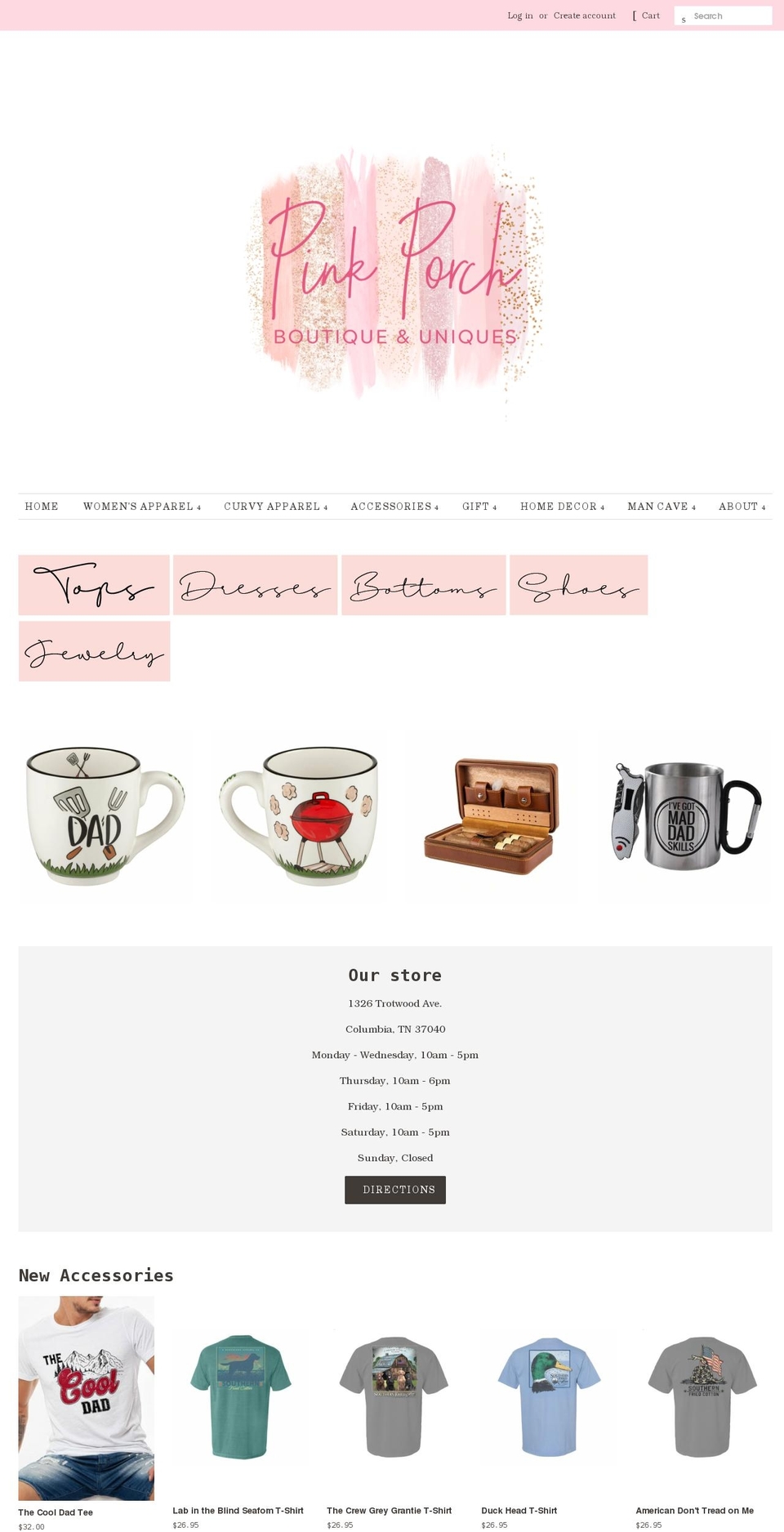 pinkporchboutique.com shopify website screenshot