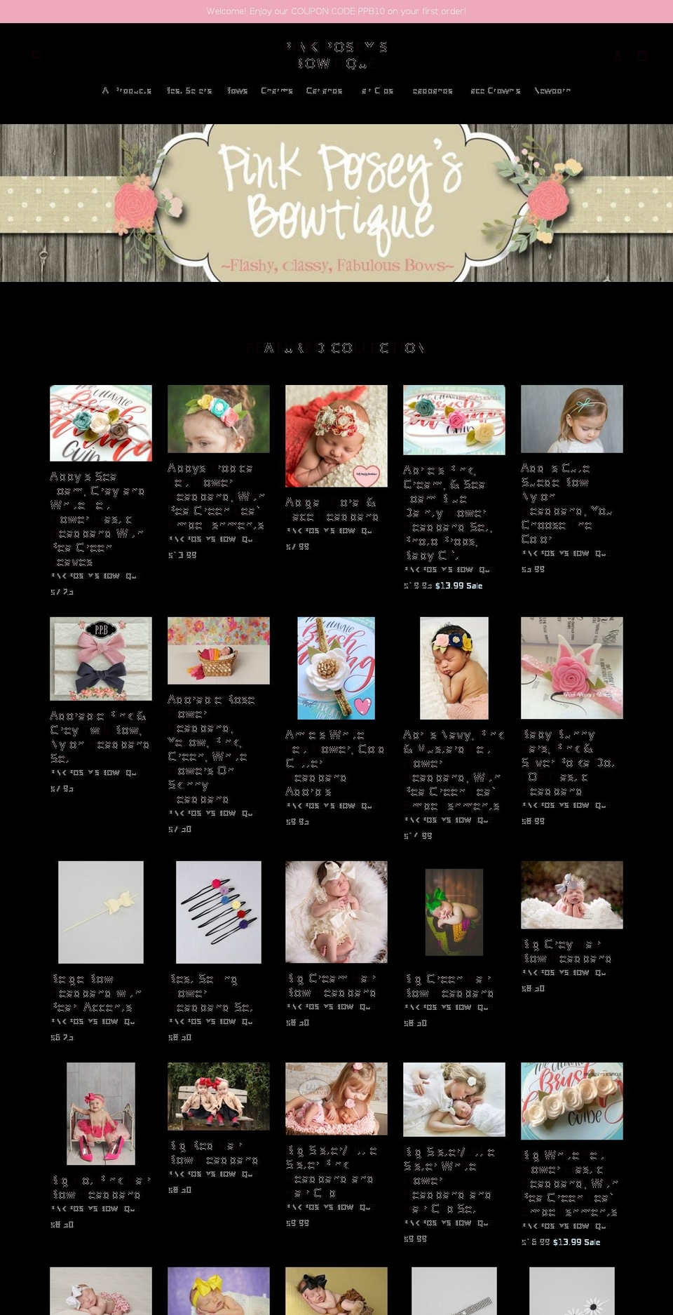 pinkposeysbowtique.com shopify website screenshot