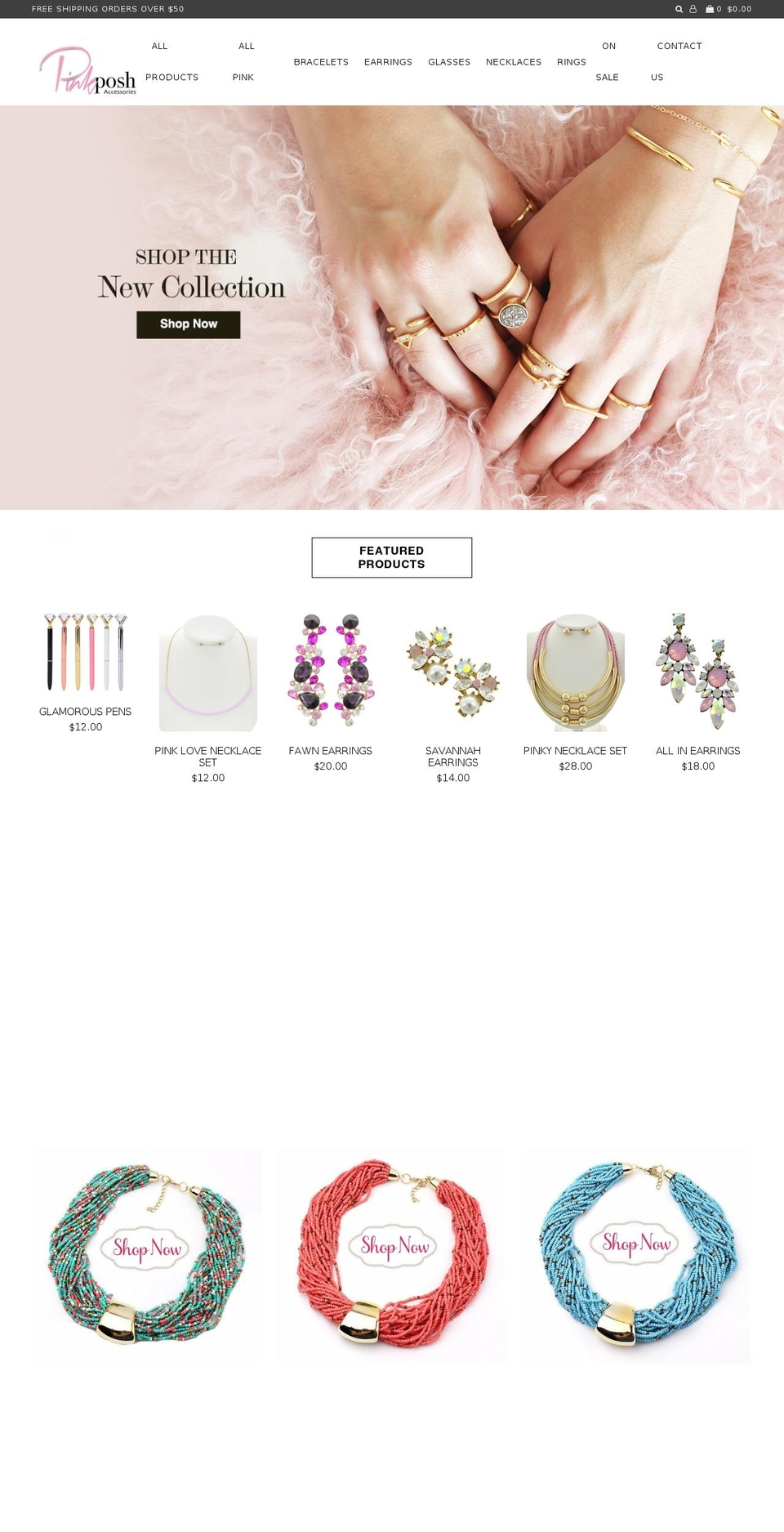 pinkposhaccessories.com shopify website screenshot