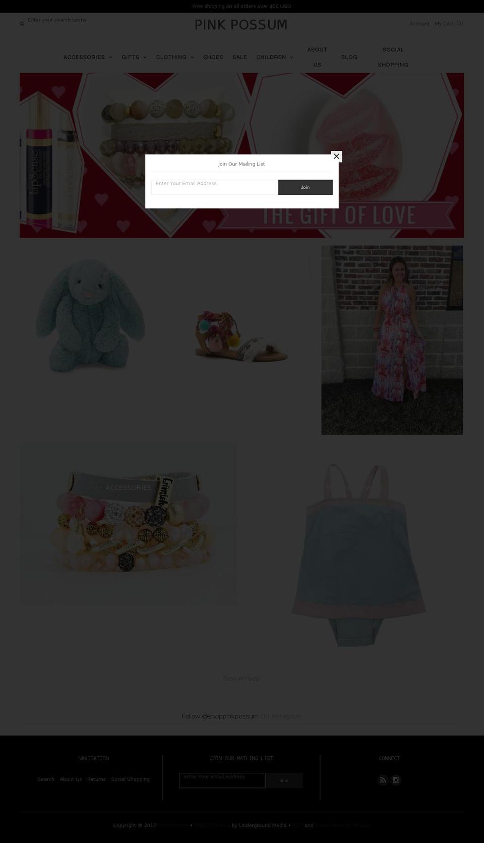 pinkpossumboutique.com shopify website screenshot
