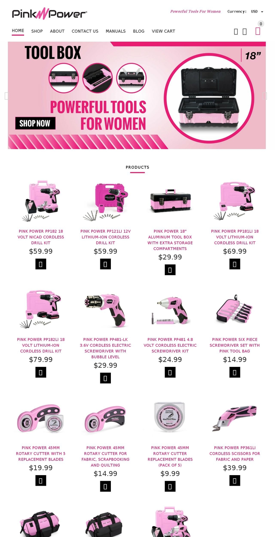 pinkpowerdrill.com shopify website screenshot