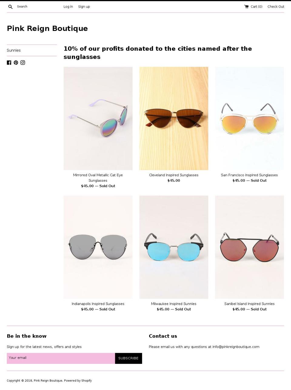 pinkreignboutique.com — Shopify storefront screenshot